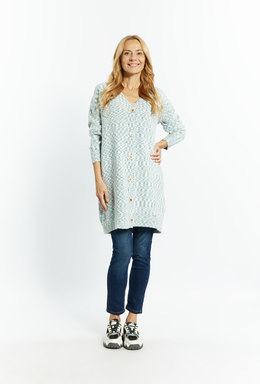 Dłuższy sweter damski