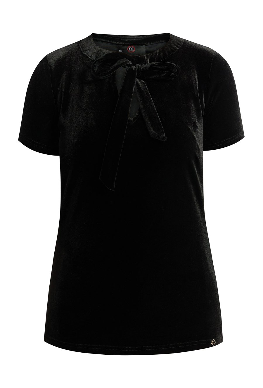 Welurowa bluzka z wiązaniem na dekolcie