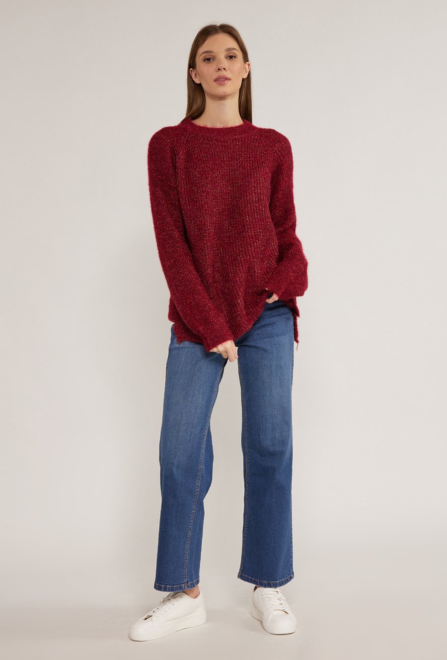 Połyskujący sweter z p&oacute;łgolfem