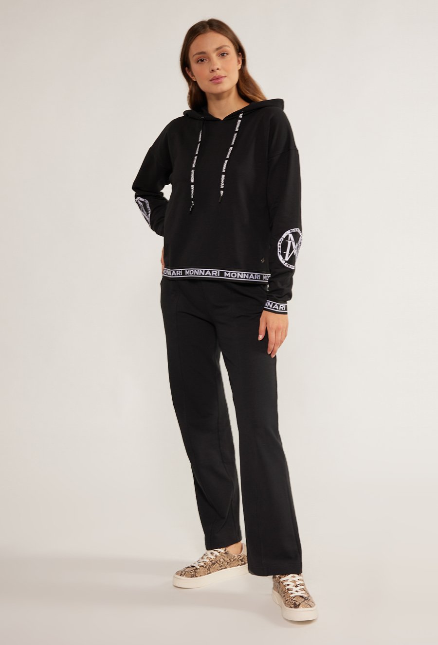 Bawełniane spodnie z szeroką nogawką