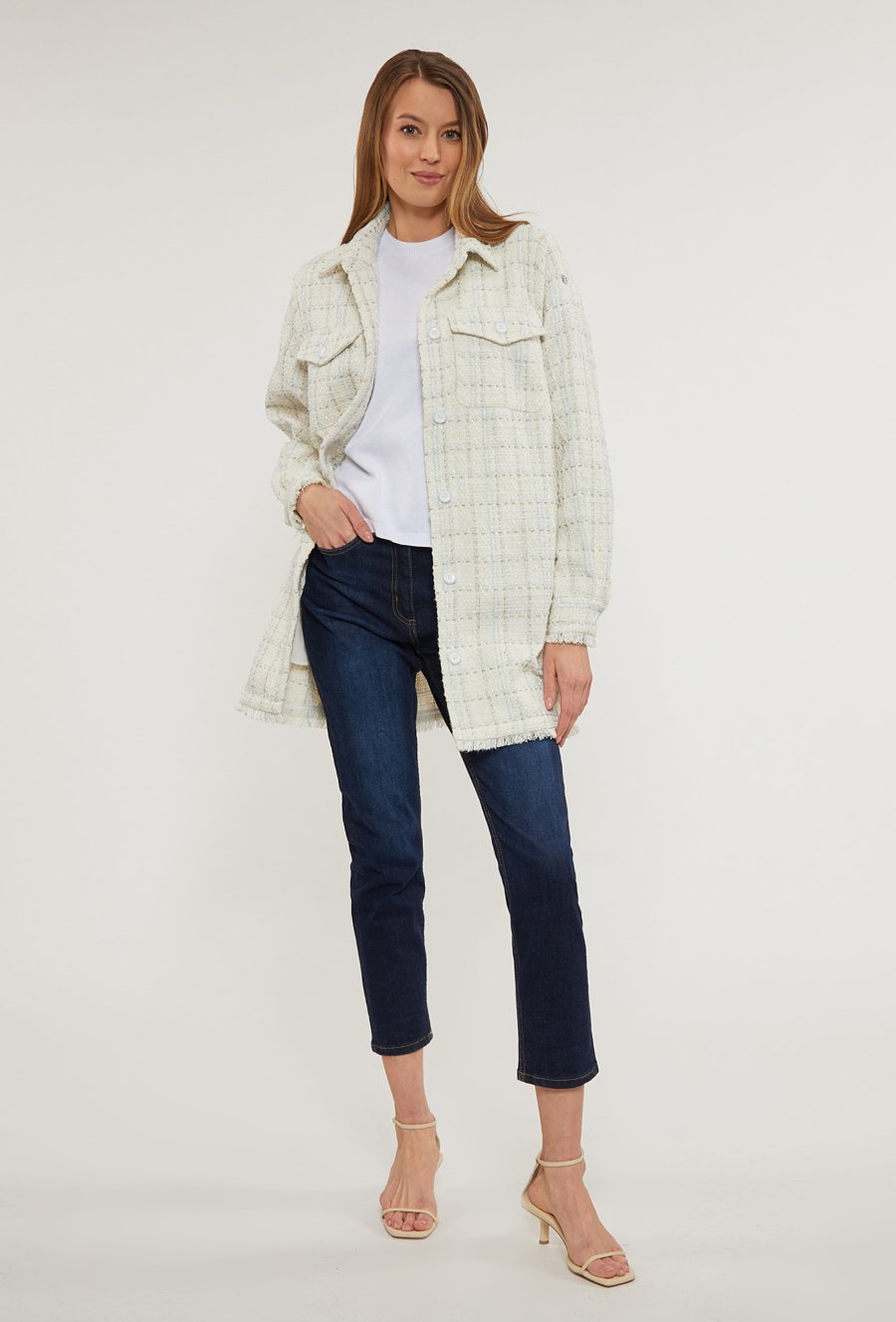 Tweedowa kurtka z kieszeniami