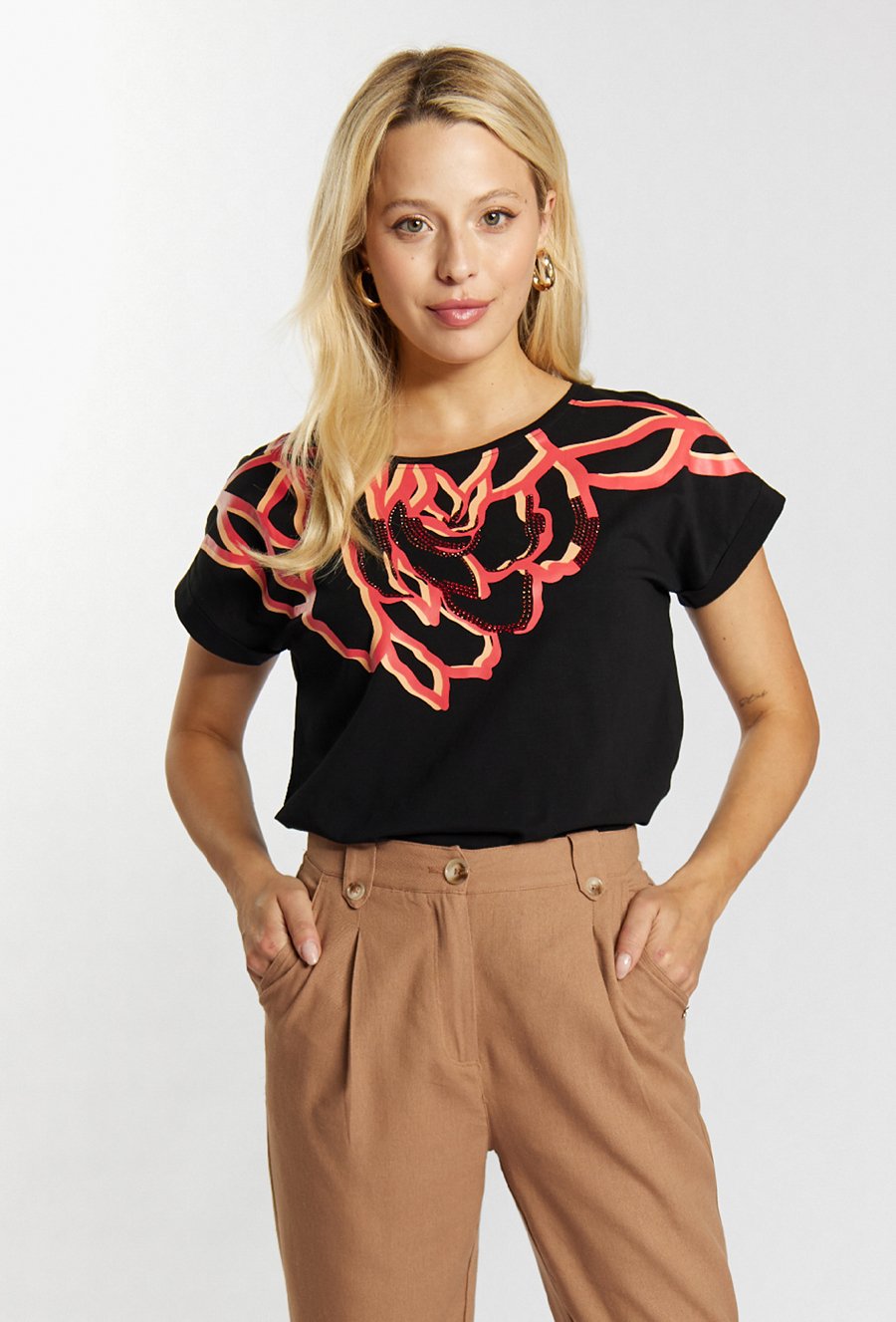 Bawełniany t-shirt ze zdobieniem