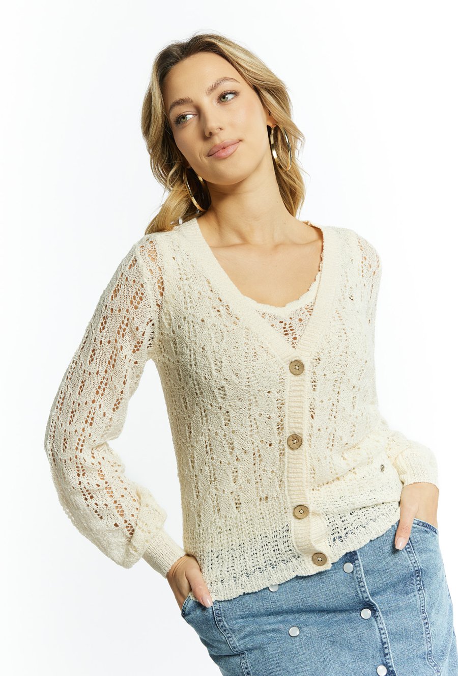 Ażurowy sweter damski