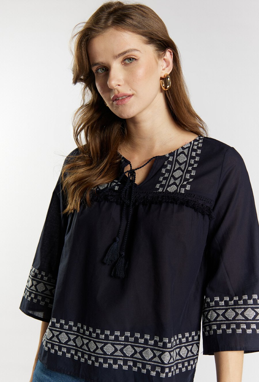 Bawełniana bluzka w stylu boho