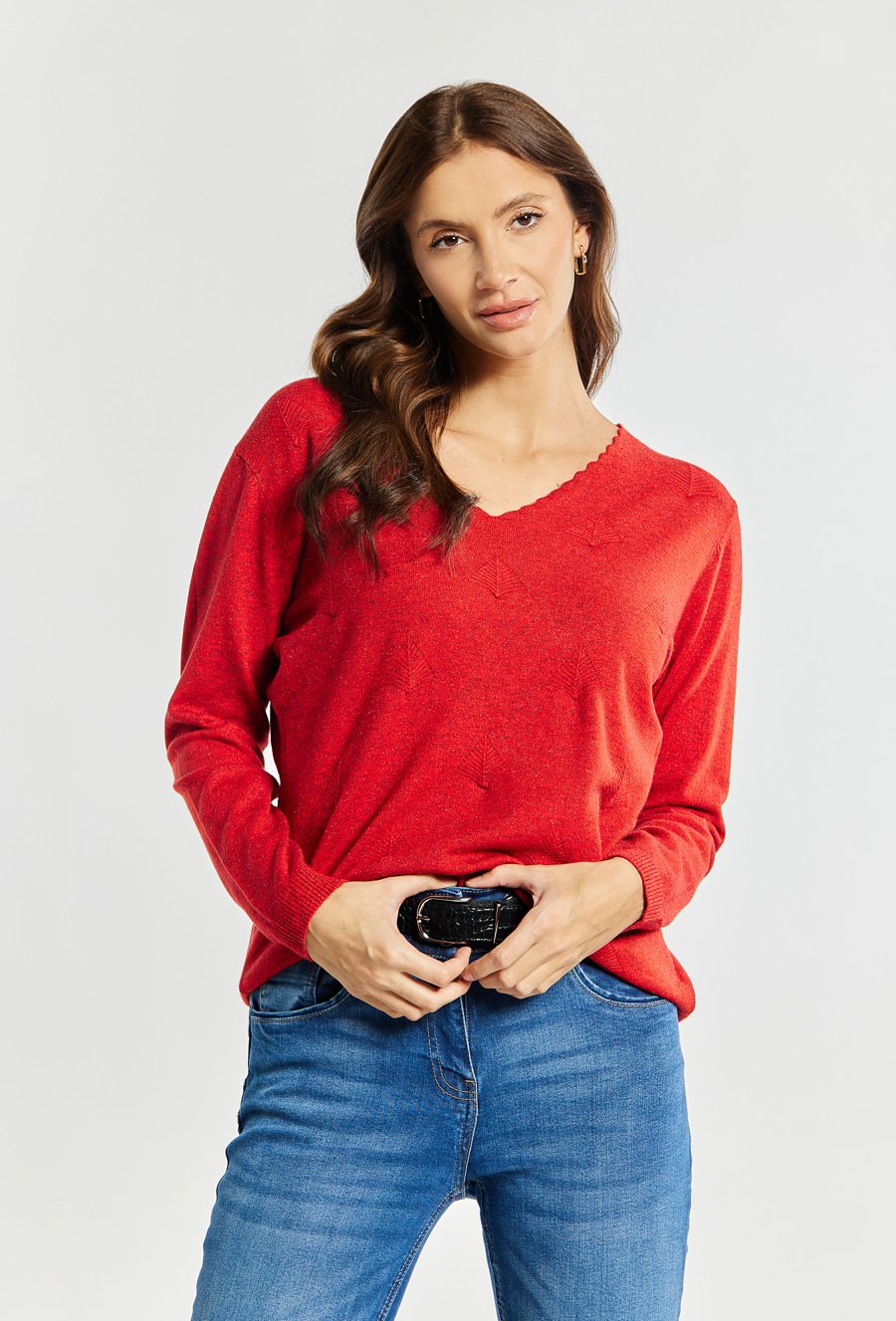 Połyskujący sweter damski