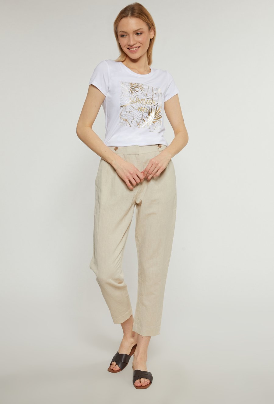 T-shirt damski z wzorzystym panelem