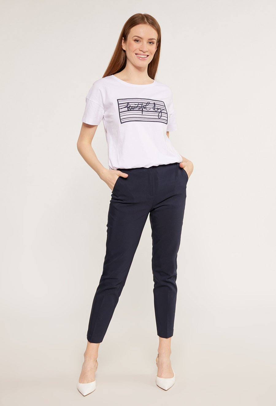 Eleganckie spodnie z prostą nogawką