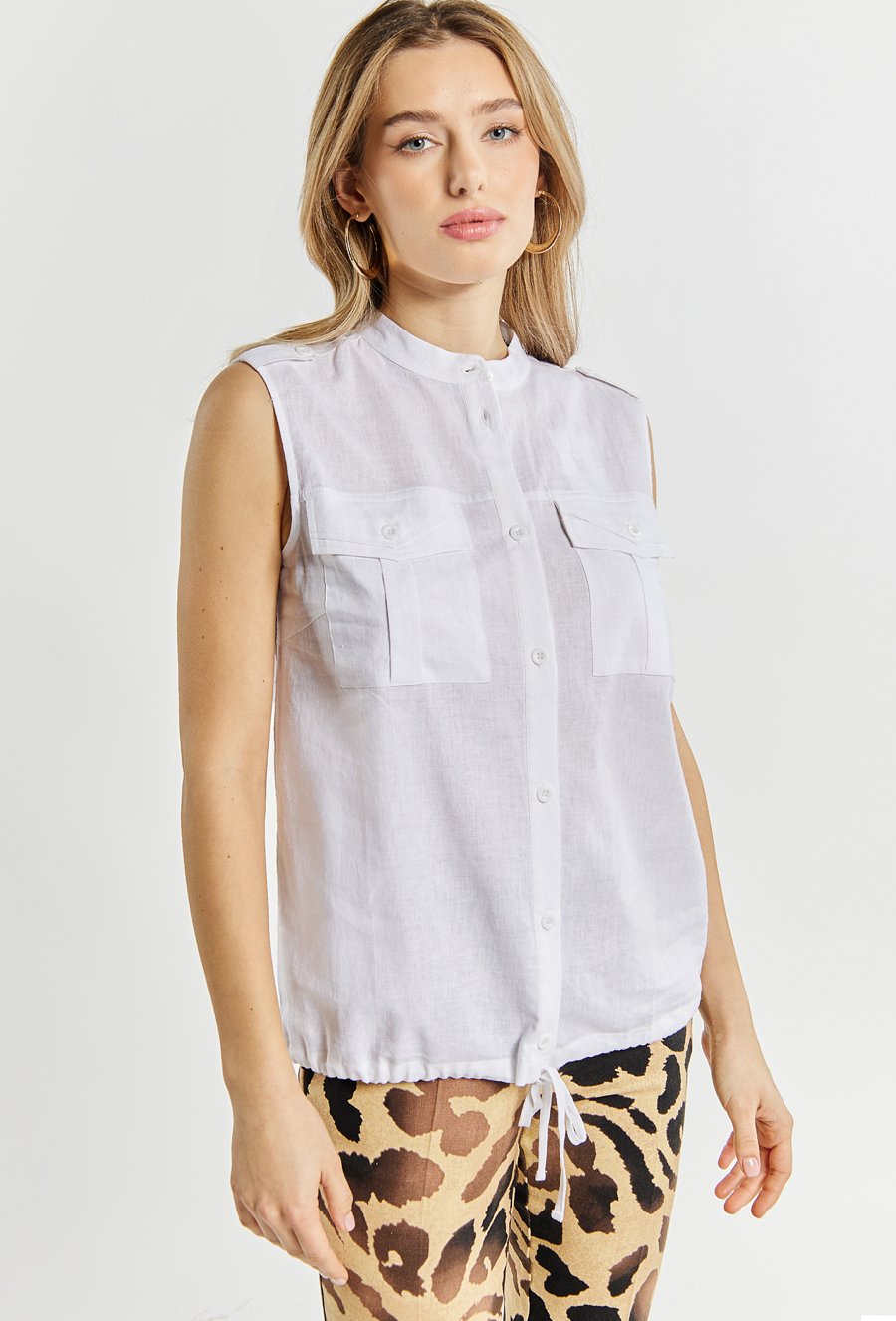 Koszula damska z domieszką lnu