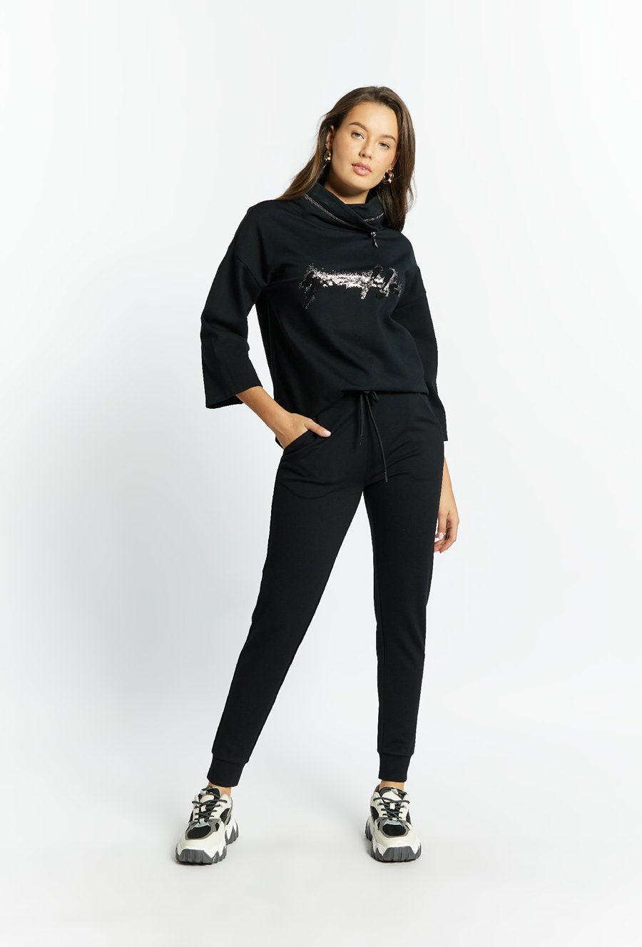 Dresowe spodnie z wiązaniem