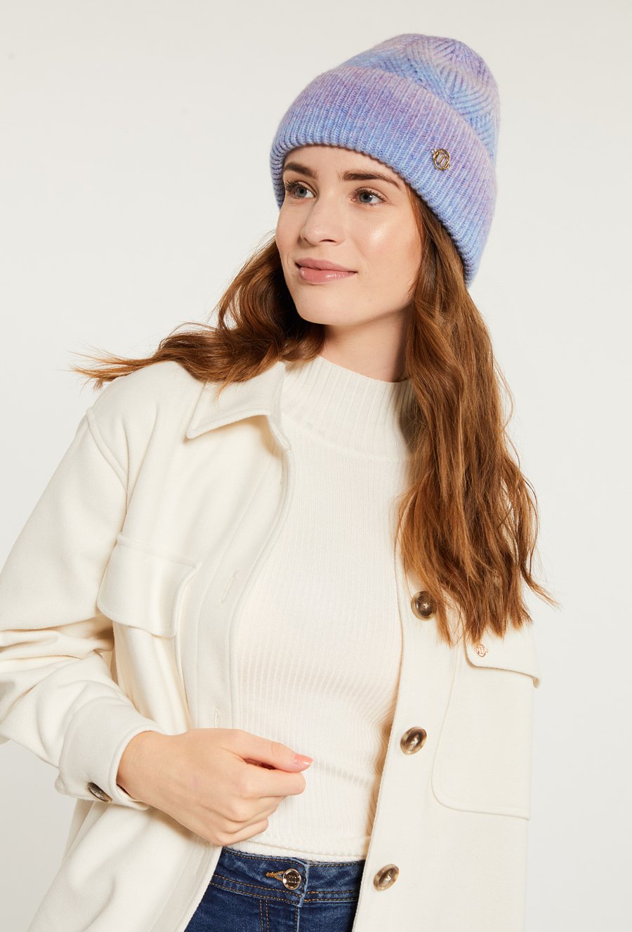 Wielobarwna czapka damska