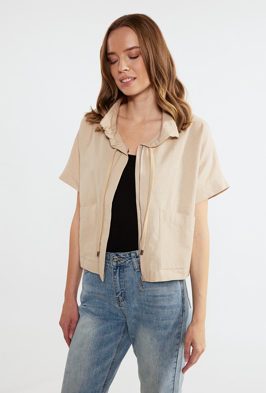 Lniany żakiet damski