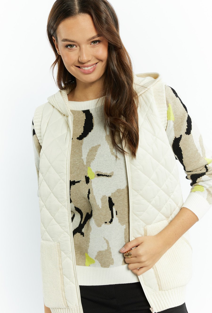 Pikowana kamizelka damska z kapturem