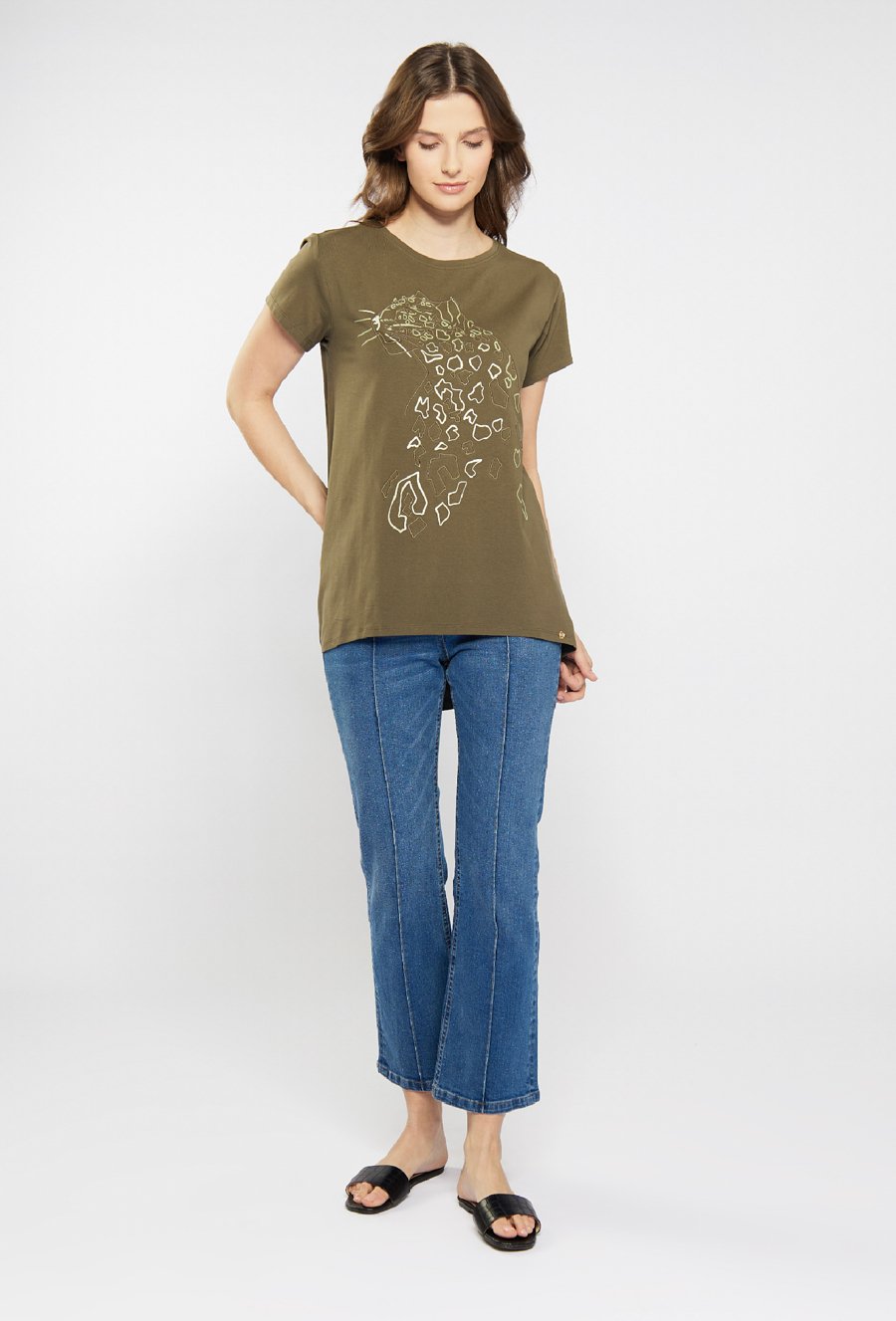 T-shirt damski z dłuższym tyłem