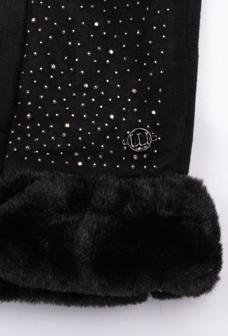 Rękawiczki z aplikacją oraz futerkiem