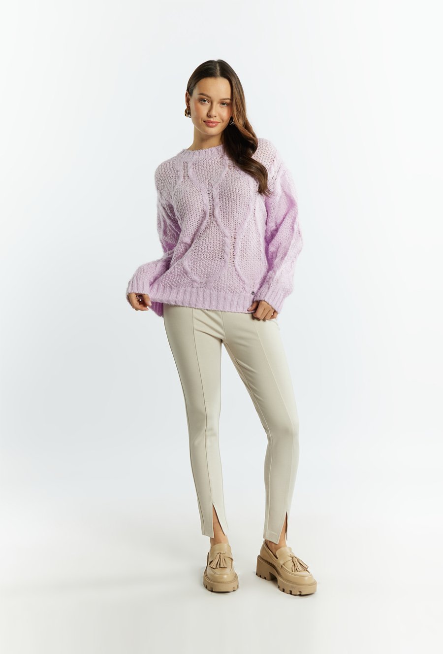 Sweter damski ze splotem