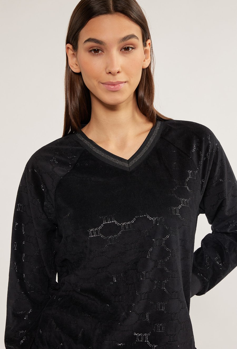 Welurowa bluza z wzorem