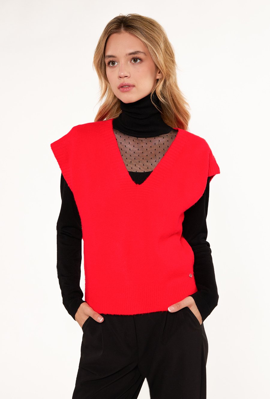 Swetrowa kamizelka o swobodnym kroju