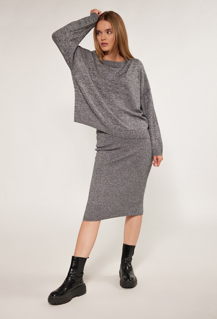 Melanżowy sweter z wiskozy