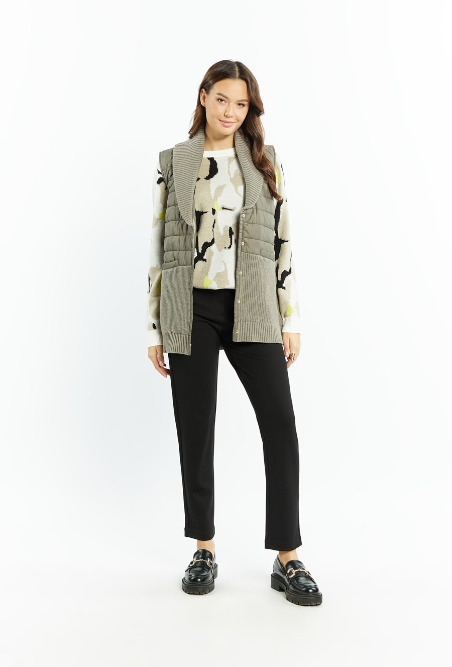 Kamizelka damska z łączonych materiał&oacute;w