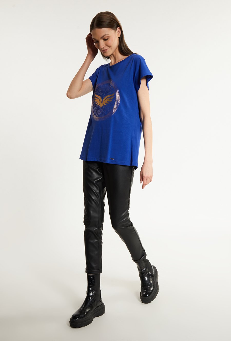 Bawełniany t-shirt damski z wzorem